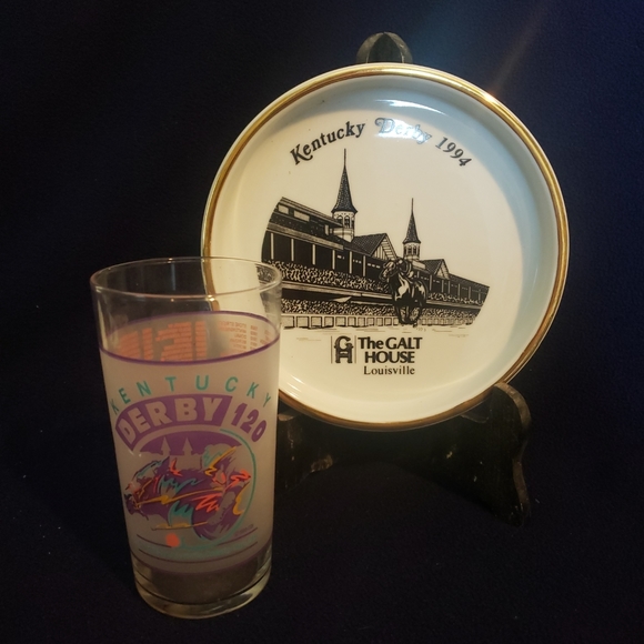 1994-2 Piece Set Of Kentucky Derby Galt House 6.75" Plate And 1994 Derby Glass - Picture 1 of 4